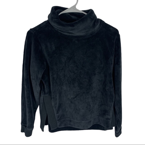 Athleta Double Cozy Fuzzy Funnel Neck Sweatshirt / Sweater | Black | Women’s XXS - Picture 2 of 9